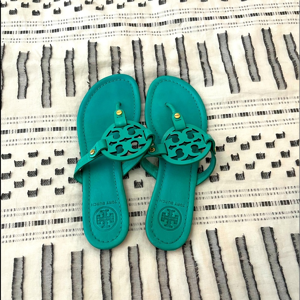 Tory Burch Turquoise Miller Leather Sandals